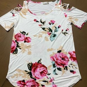 Cold shoulder silky soft top